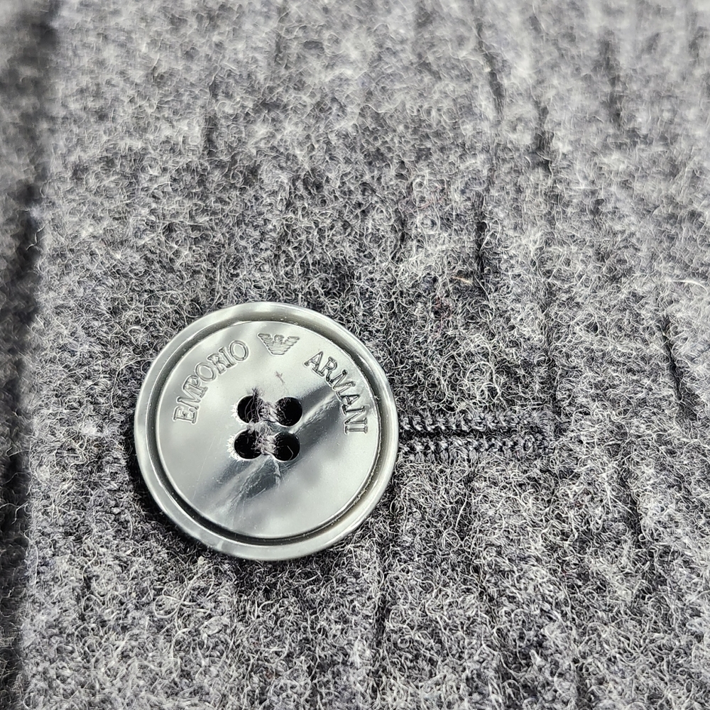 Emporio Armani Johnny Line Grey Woven Virgin Wool Blend Two Button Blazer Italy - Picture 7 of 13